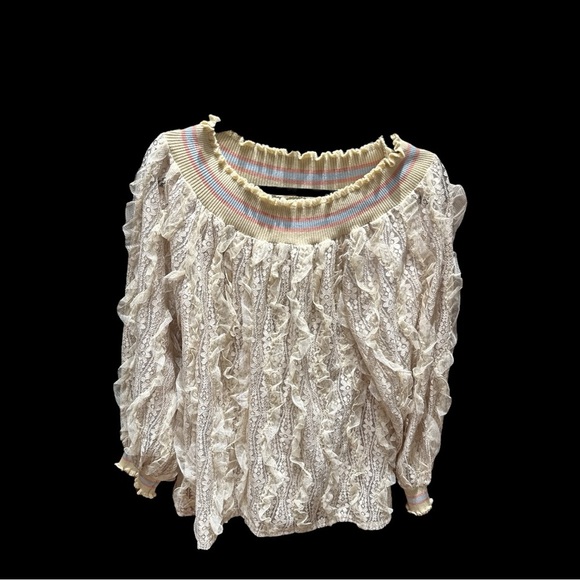 Chicwish Sheer Lace Ruffle Top - NWT | Fits Like Size Large - Picture 1 of 6